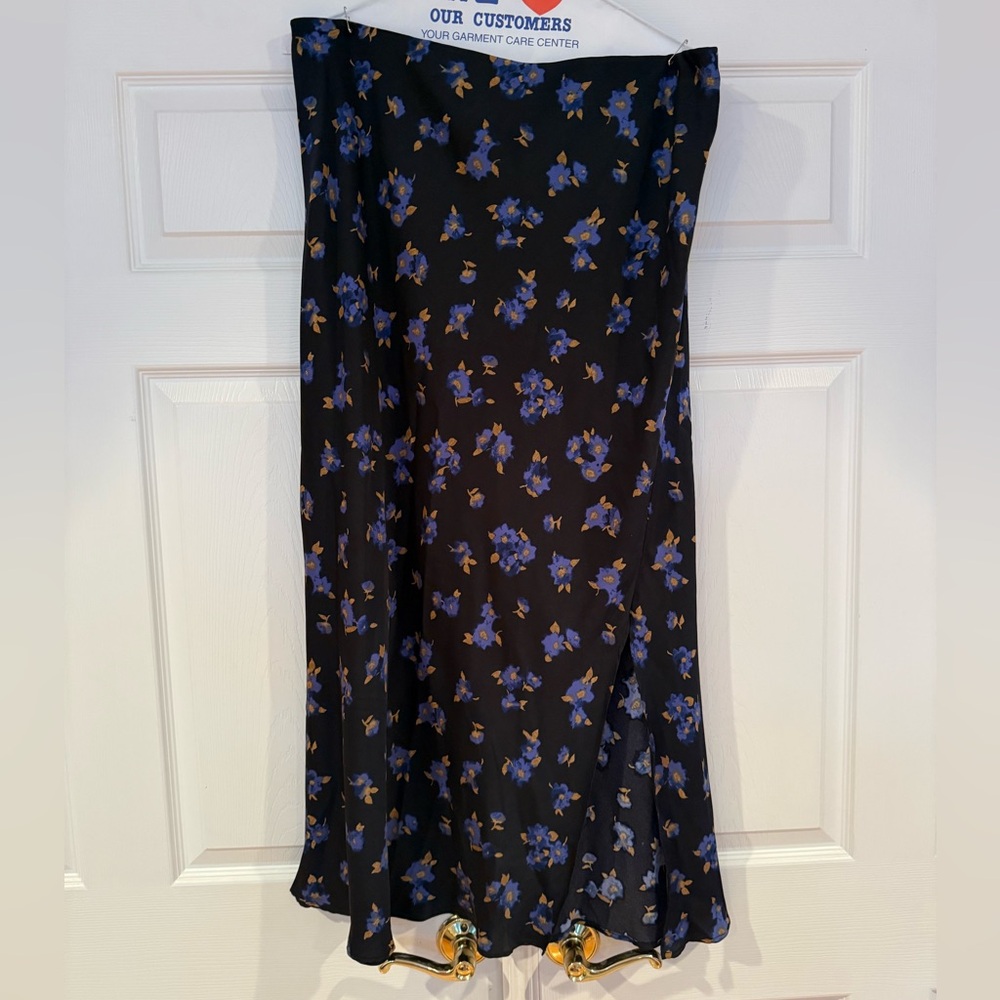 Halogen black floral silky maxi skirt